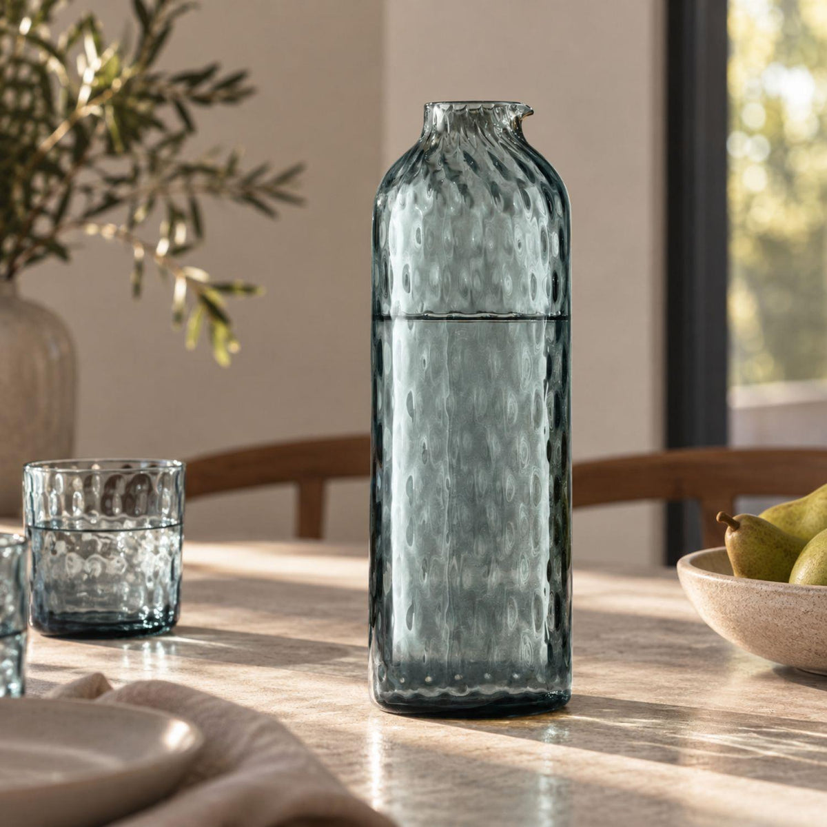LSA Dapple 1L Glass Carafe Water Blue
