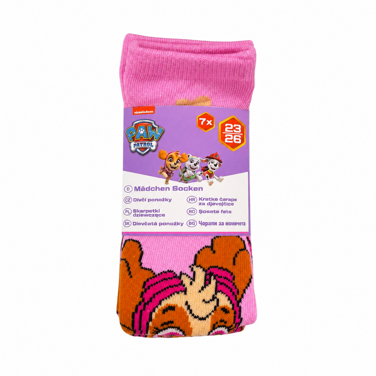Girls PAW Patrol 7 Pack Multicoloured Socks EU 23-26 UK 6-8.5