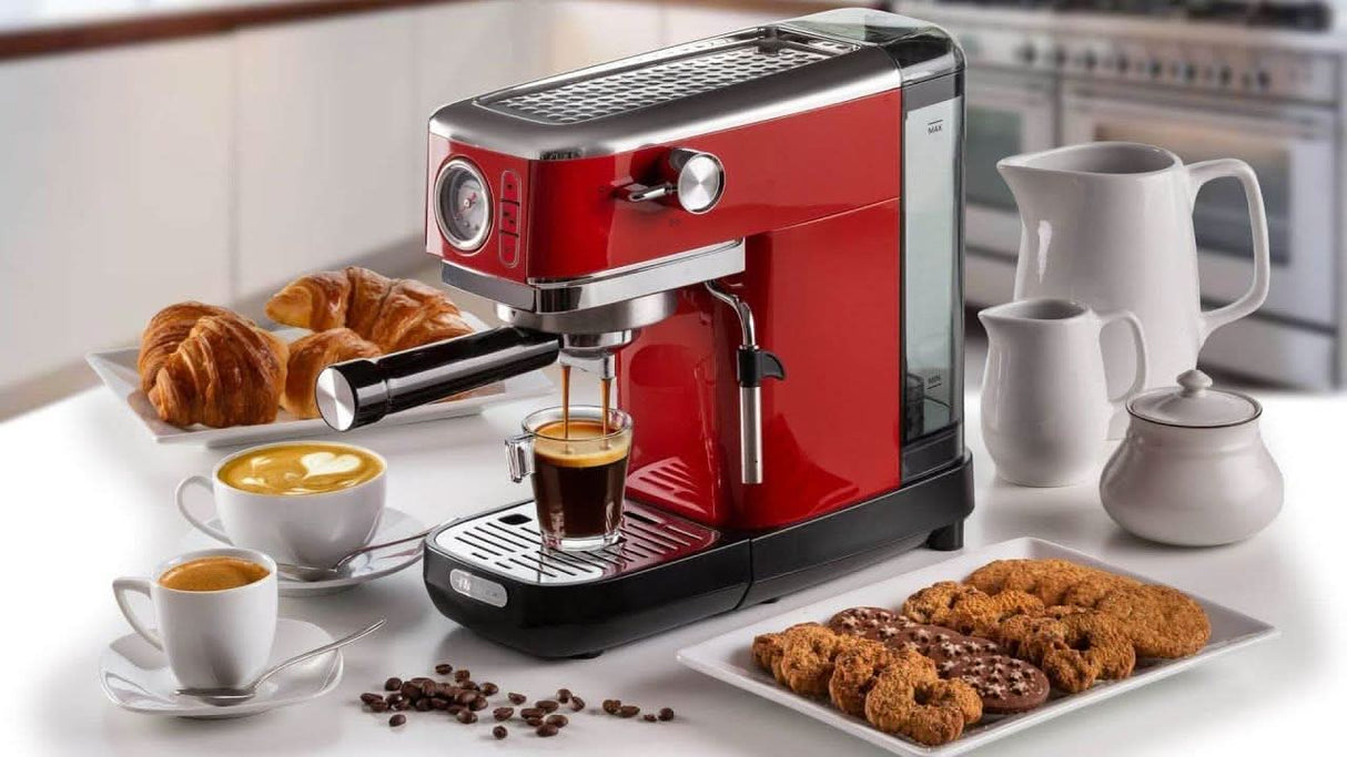 Ariete Moderna Espresso Machine Slim with Pressure Gauge 1300W Red