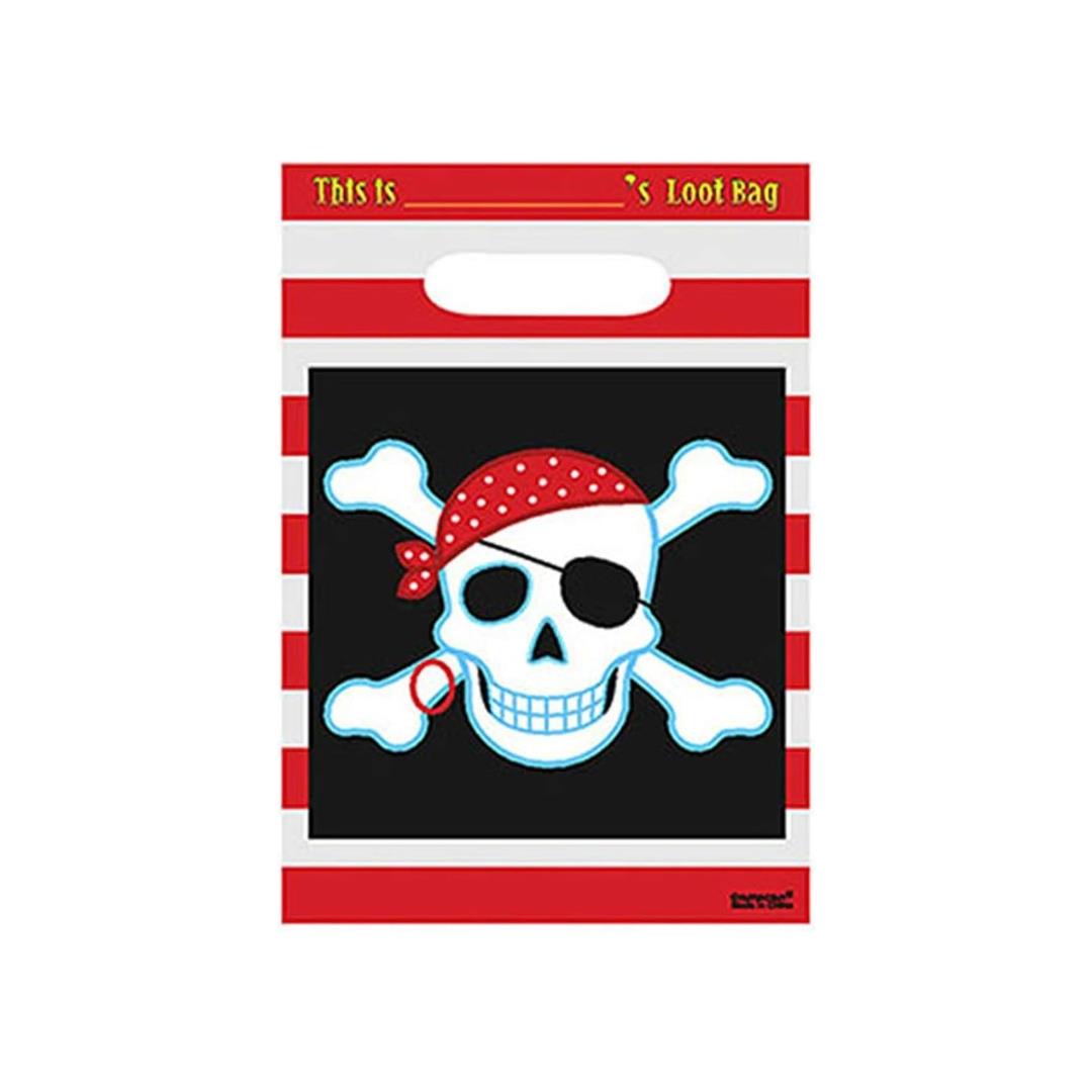 Striped Pirate Party Loot Bag Pack of 8