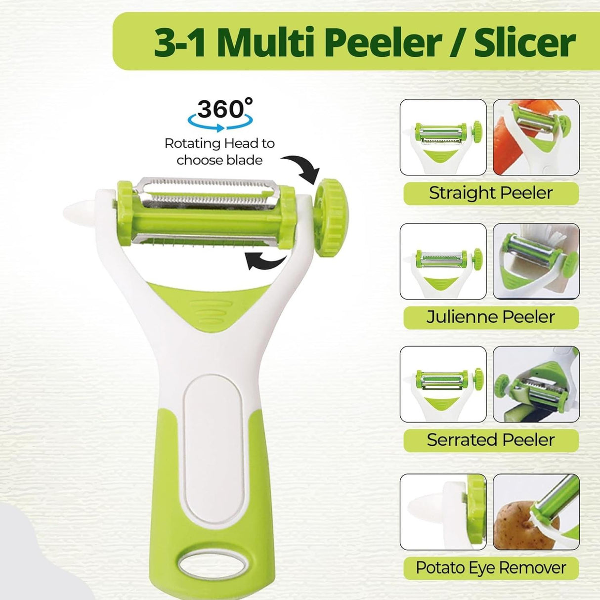 3-in-1 Food Straight Julienne Serrated Peeler for Vegetables and Fruit