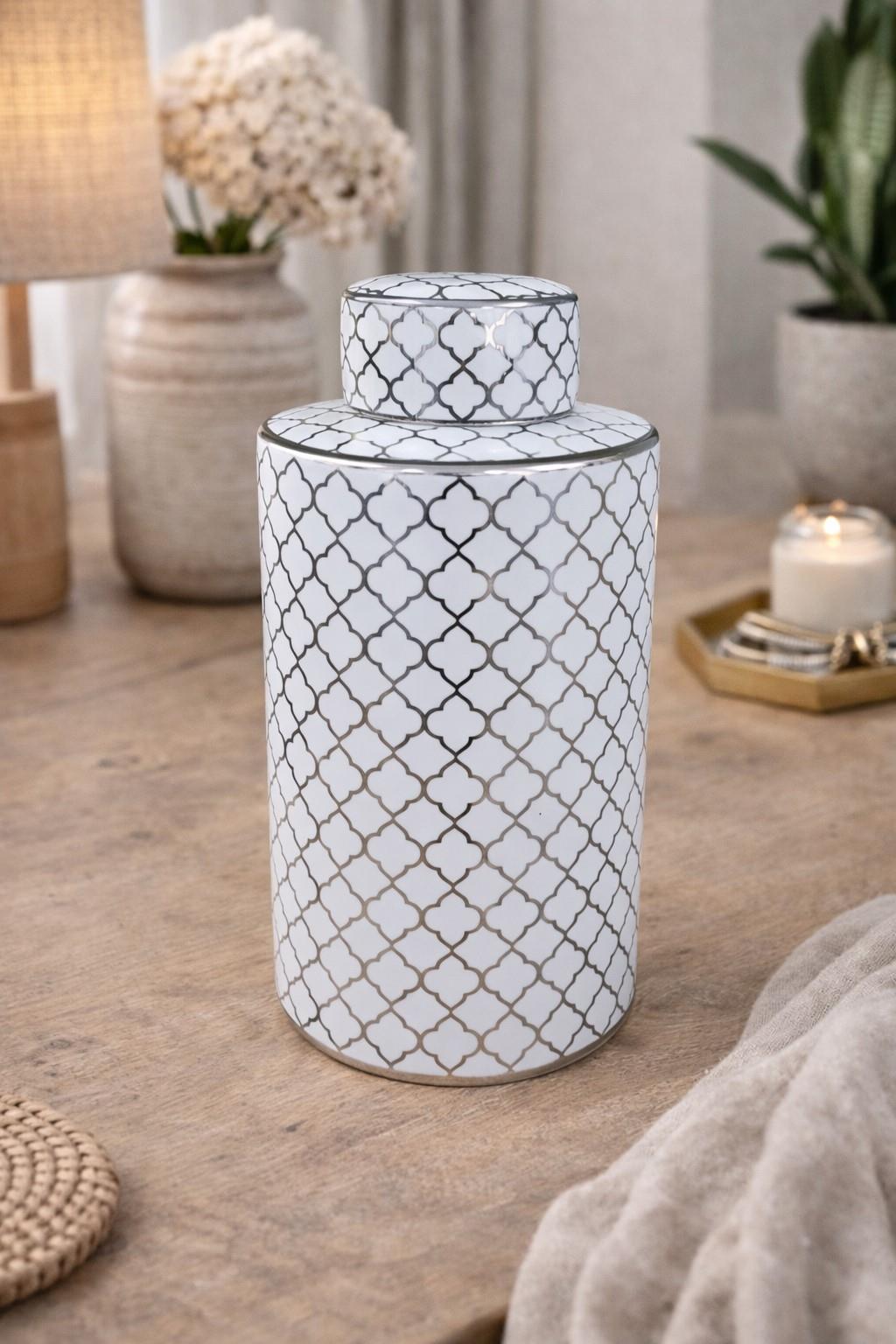 Silver Baroque Style Decorative Jar Elegant Home Decor Approx 36cm