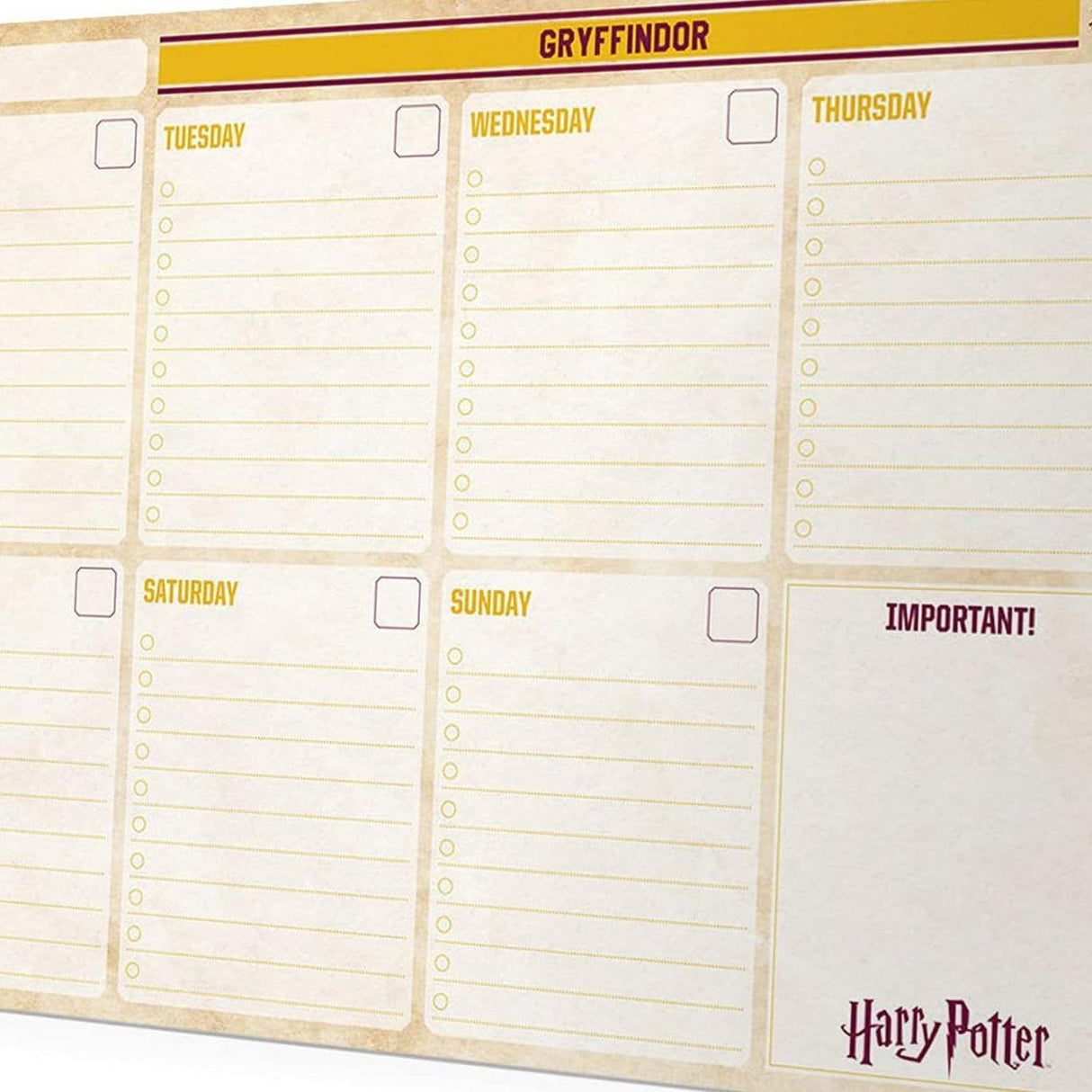 Harry Potter Gryffindor A4 Weekly Notepad Planner