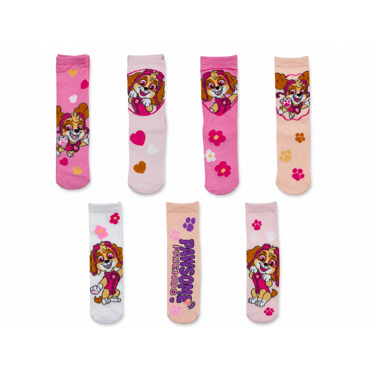 Girls PAW Patrol 7 Pack Multicoloured Socks EU 23-26 UK 6-8.5