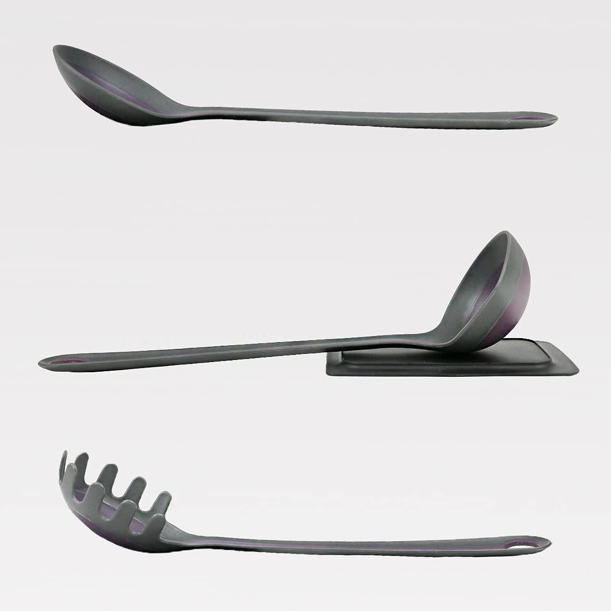 Calitek Utensil 5 Piece Set with Stand and Spoon Rest Purple