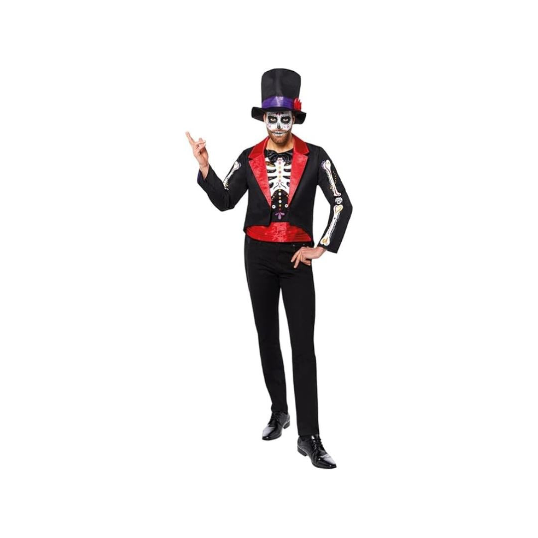 Men's Day of the Dead Fancy Dress Costume XL