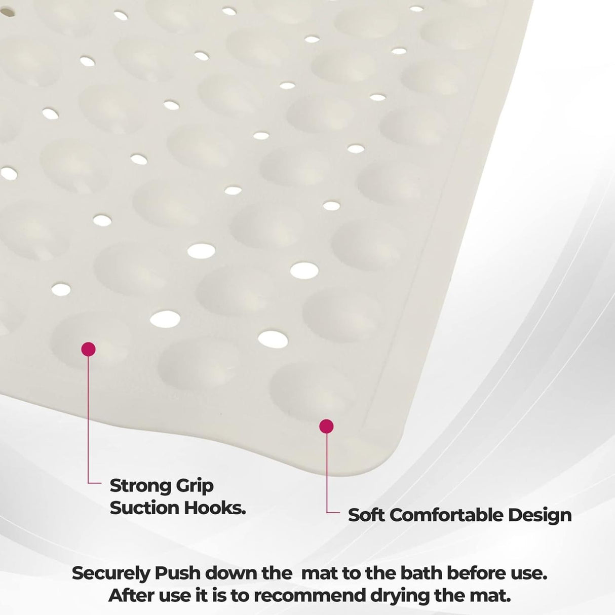 Non-Slip Durable Bath Shower Mat with Suction Cups 40cm x 100cm White