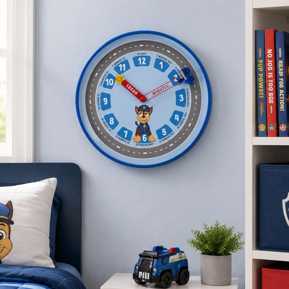 Paw Patrol Chase Wall Clock 10" Blue