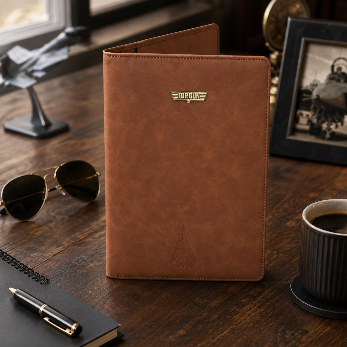 Top Gun PU Leather Travel Tech Portfolio Tan