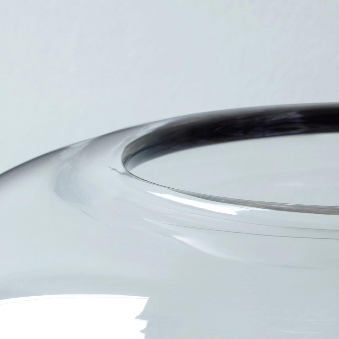 LSA Oblate Glass Vase Lantern 21.5cm with Walnut Base Clear