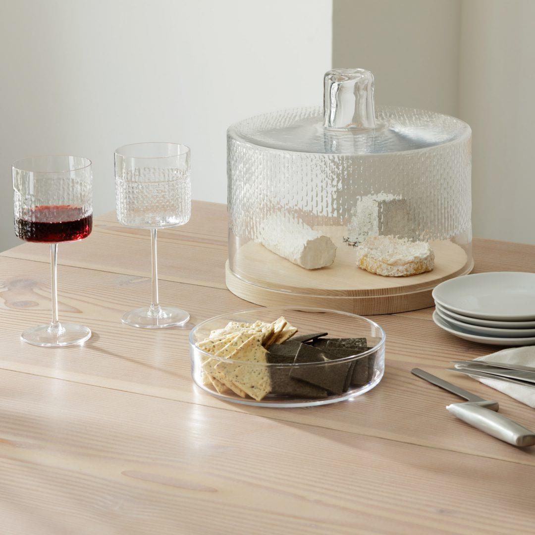 LSA Wicker Glass Serving Dome Ash Base H27.2cm