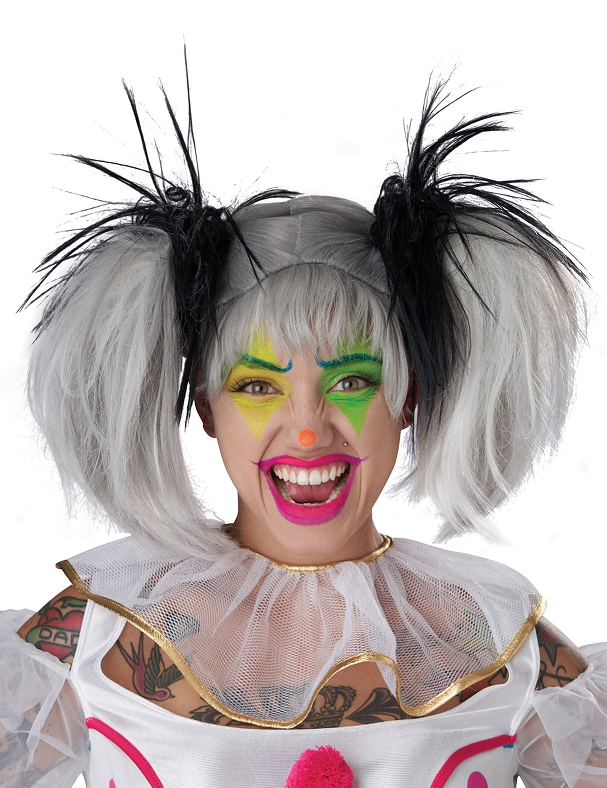 Black Glow in The Dark Punk Pigtails Halloween Wig