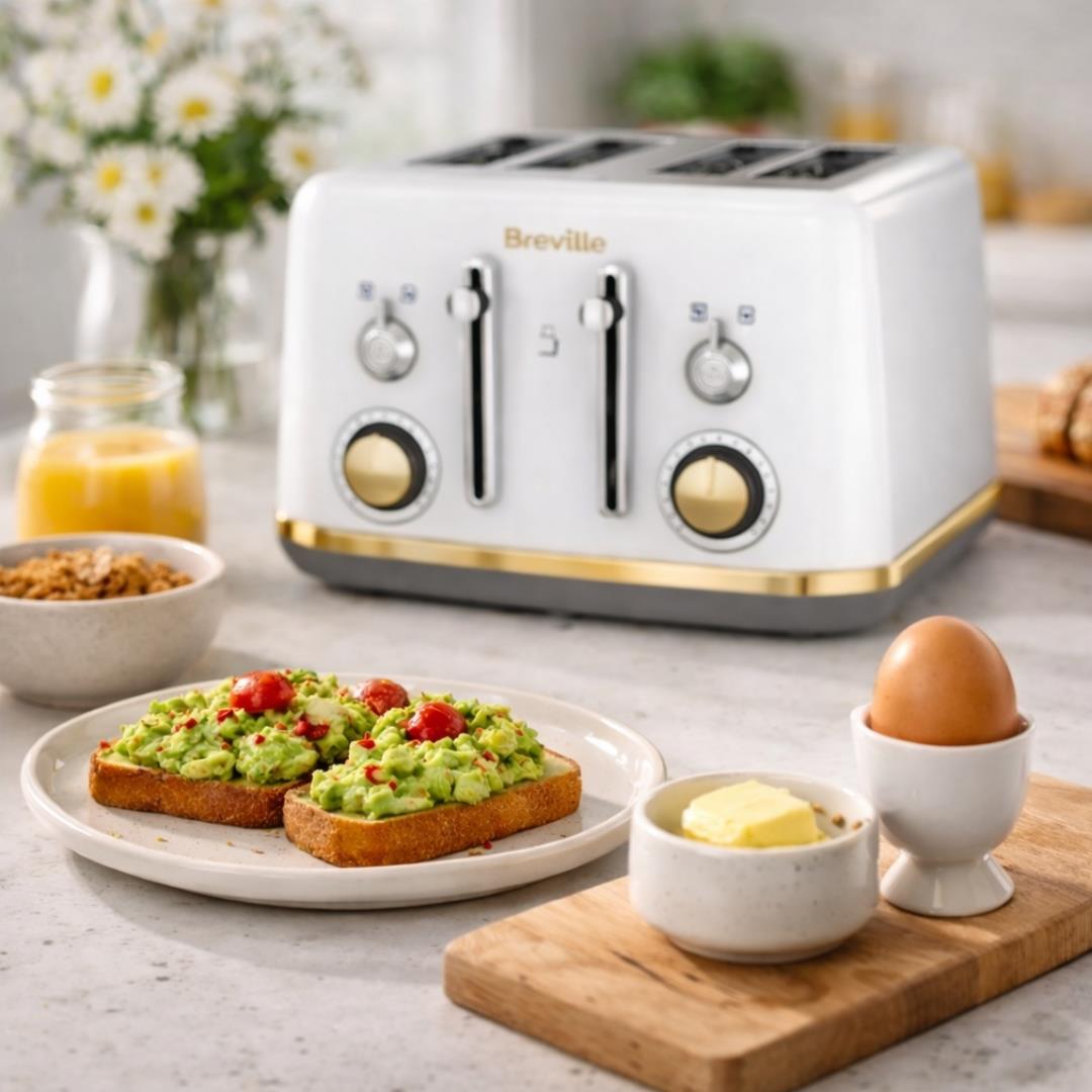 Breville Mostra VTT937 4-Slice Toaster Stainless Steel White