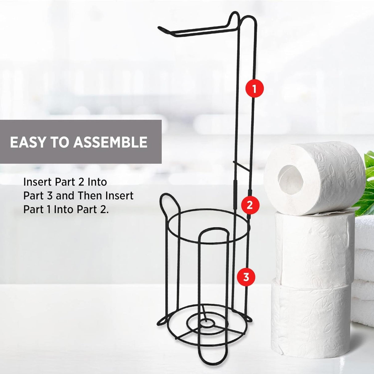Free Standing Floor Toilet Roll Holder Black