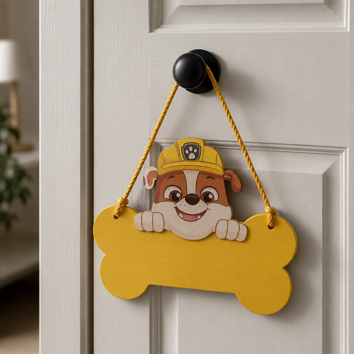 Paw Patrol Rubble Wooden Hanging Plaque Yellow