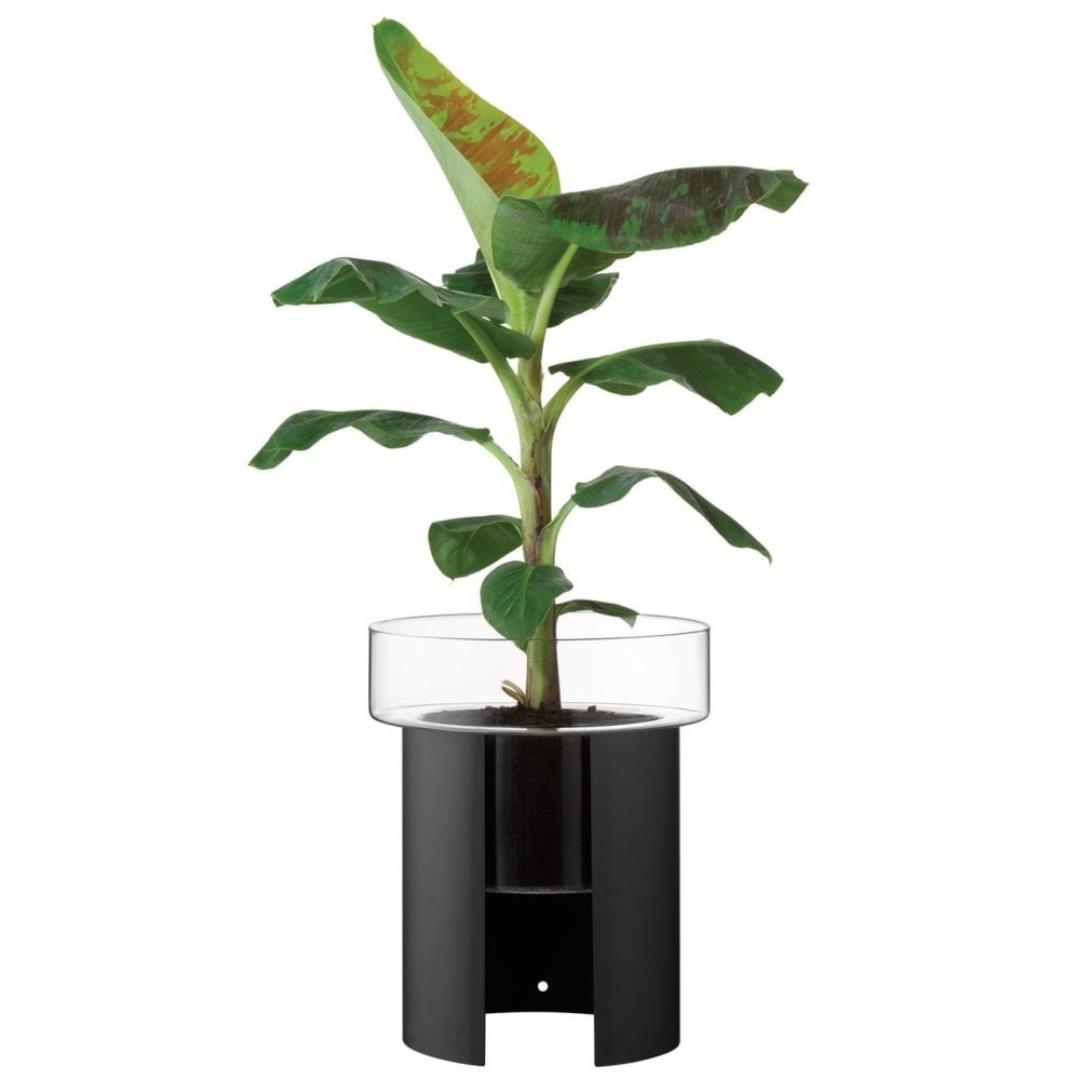 LSA Terrazza Planter Pot Height 45cm Jet Black