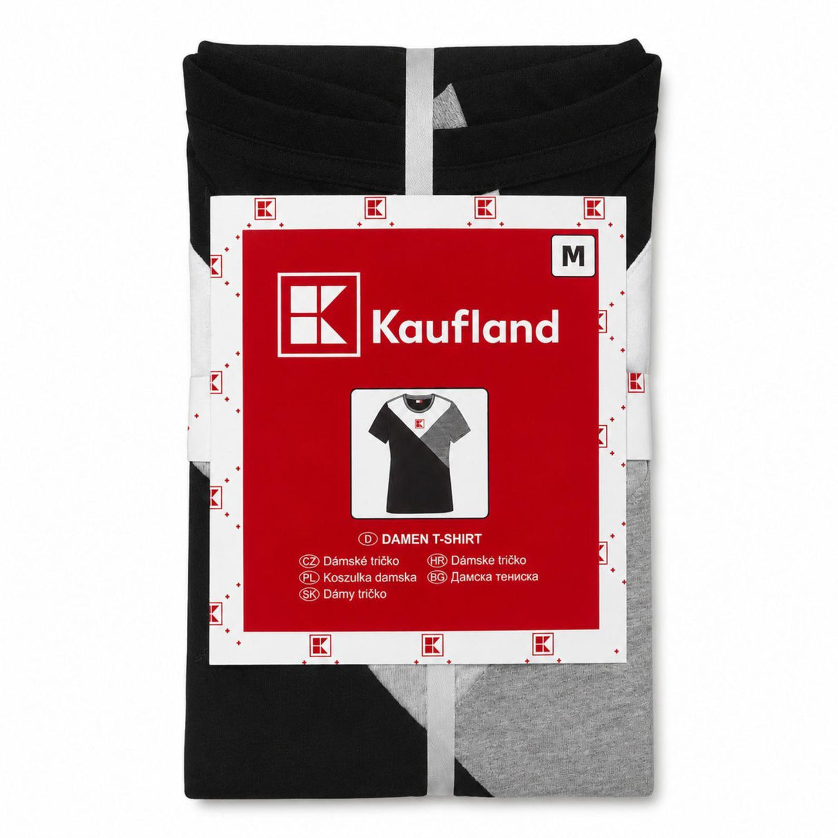Kaufland Women's Black Grey and White 100% Cotton T-Shirt Size M