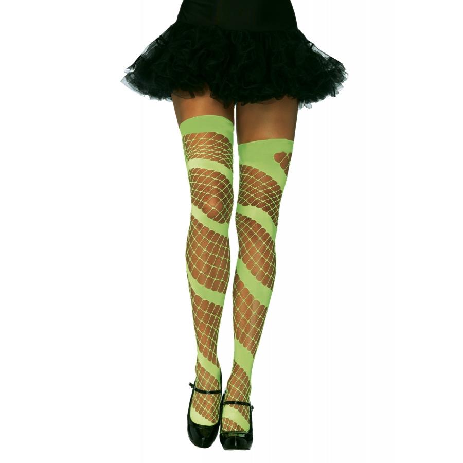 Leg Avenue Neon Diamond Net thigh-High tights - Neon Green