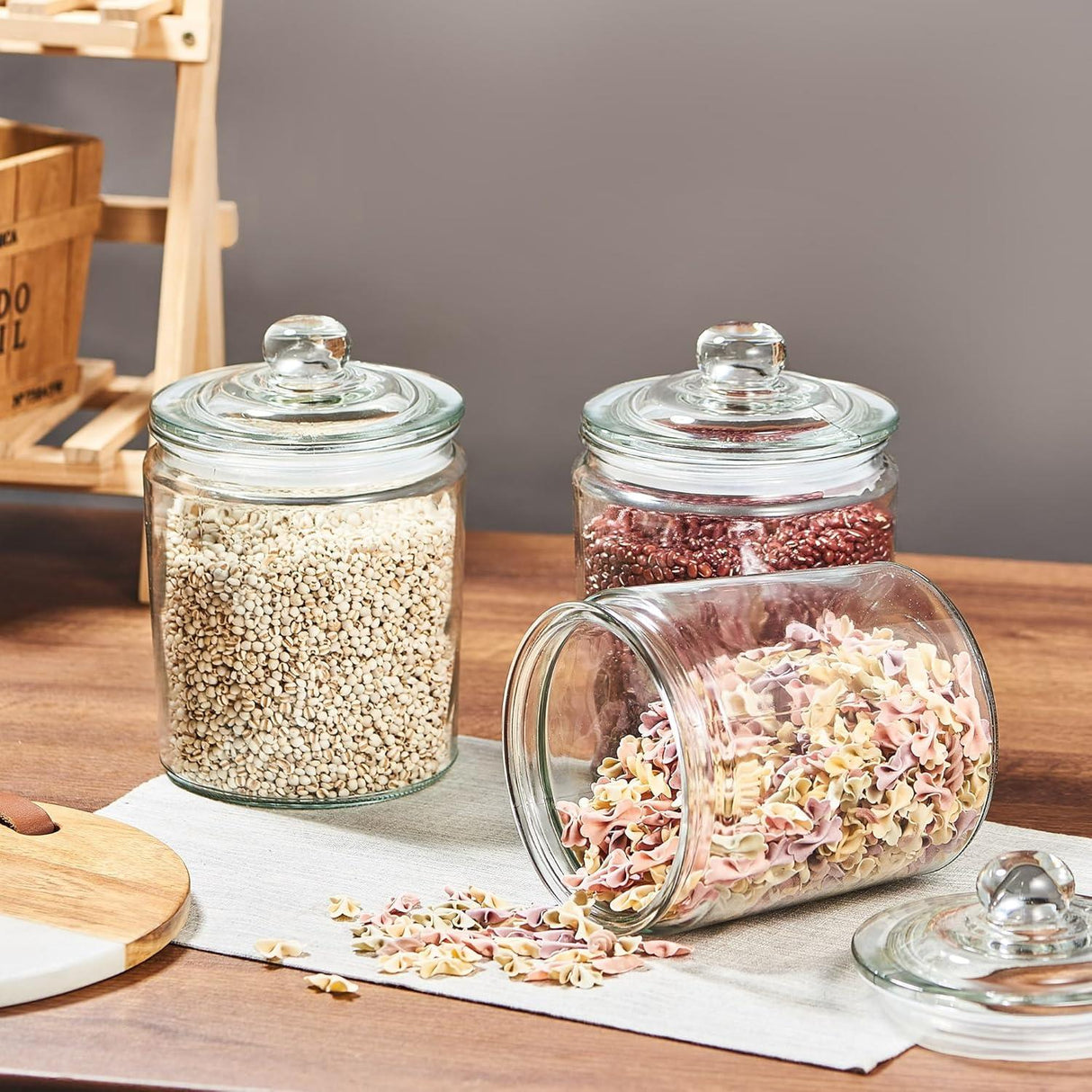 Premium 1.9L Thick Glass Storage Kitchen Jar with Airtight Lid