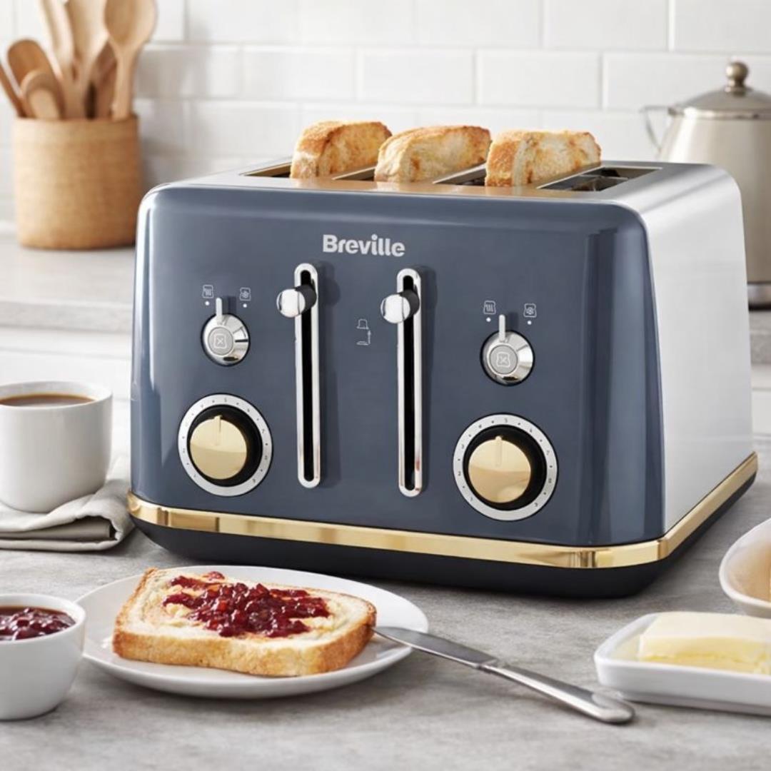 Breville Mostra VTT931 4-Slice Toaster Stainless Steel Grey and Gold