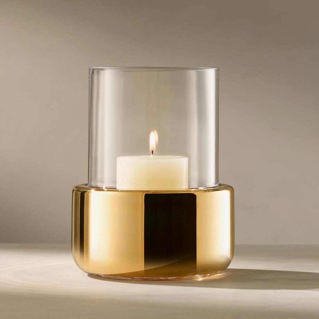 LSA International Aurum Lantern Vase Height 20cm Clear and Gold