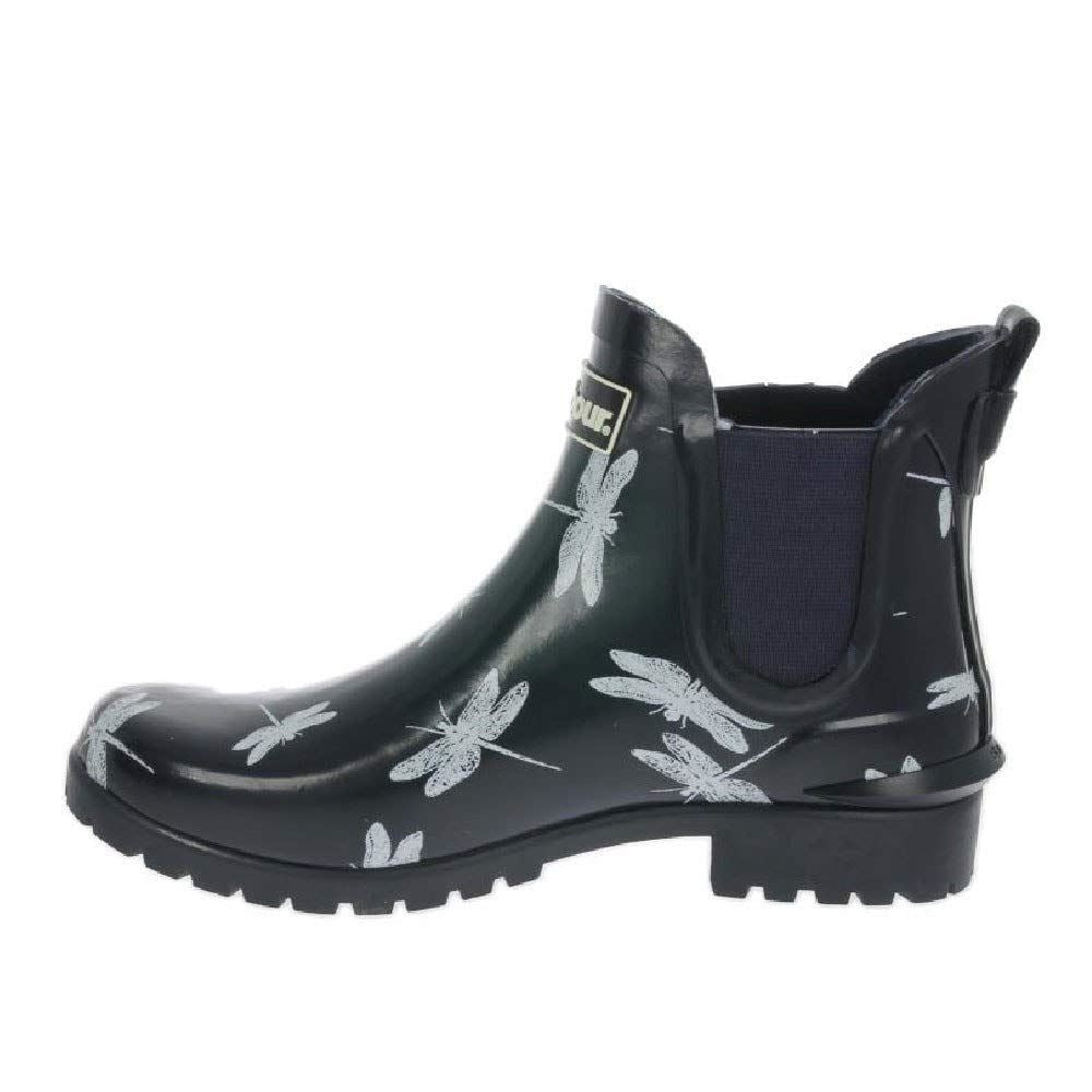 Barbour Wilton Wellies - UK4 Navy/Dragon Fly Pattern