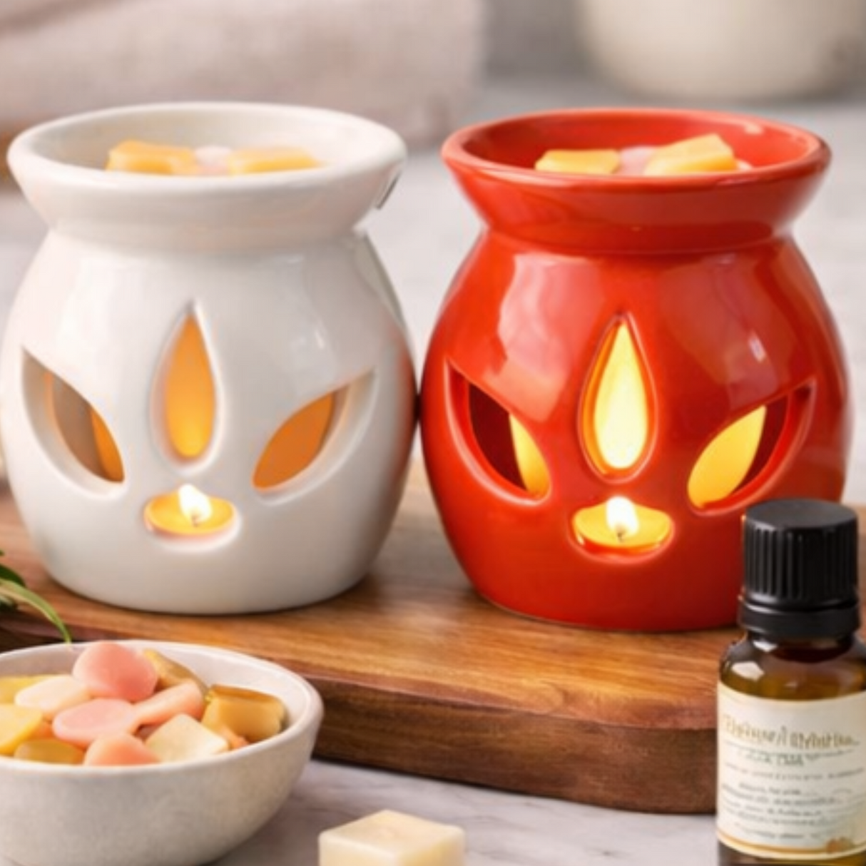 Ceramic Wax And Oil Burner - Red