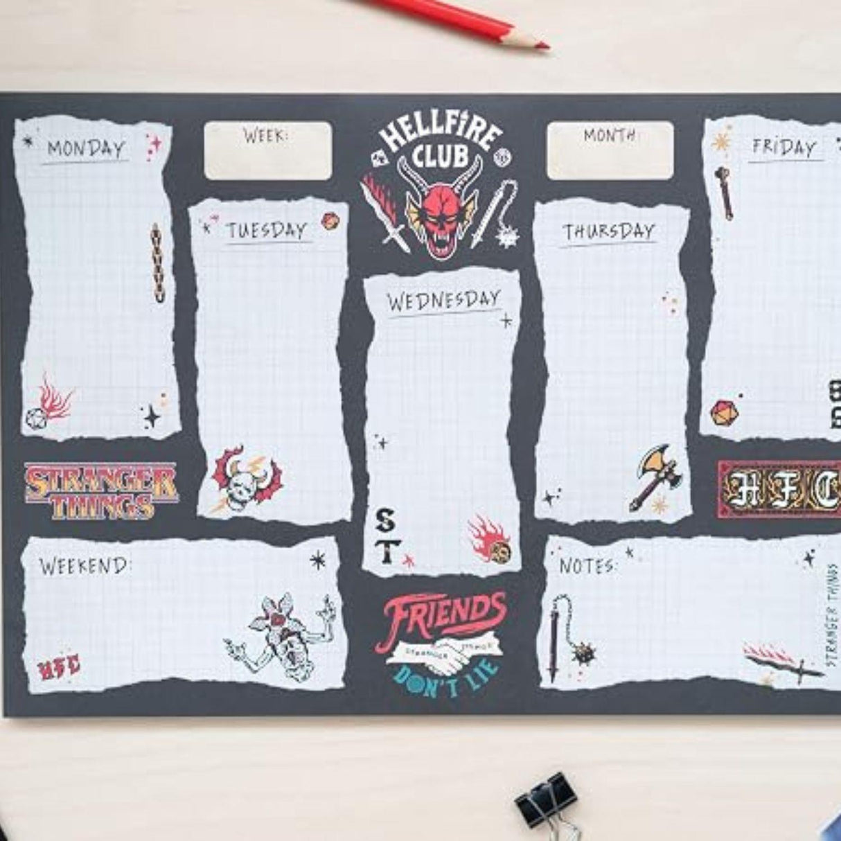 Stranger Things Hellfire Club A4 Weekly Planner Notepad