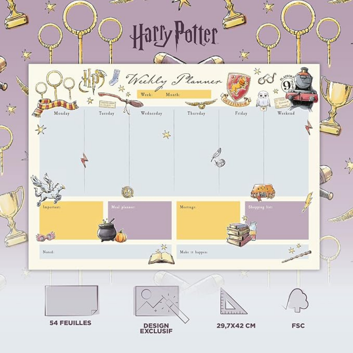 Harry Potter A3 Weekly Planner Notepad Multi