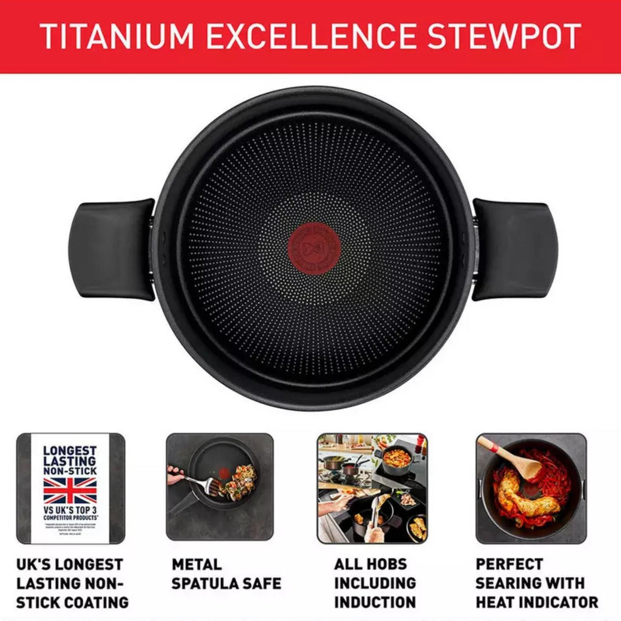 Tefal Titanium Excellence 24cm Non stick Stewpot Black