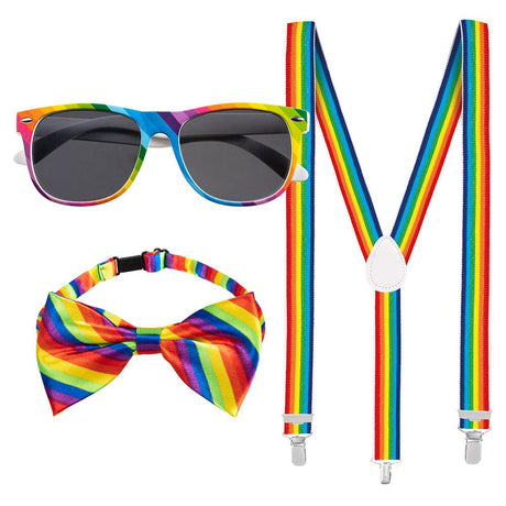 Boland Rainbow Accessories set - Glasses, Braces and Bow Tie
