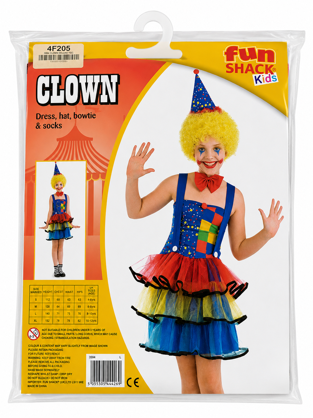 Fun Shack Kids Clown Costume Fancy Dress Set Size Large 8-10 Years
