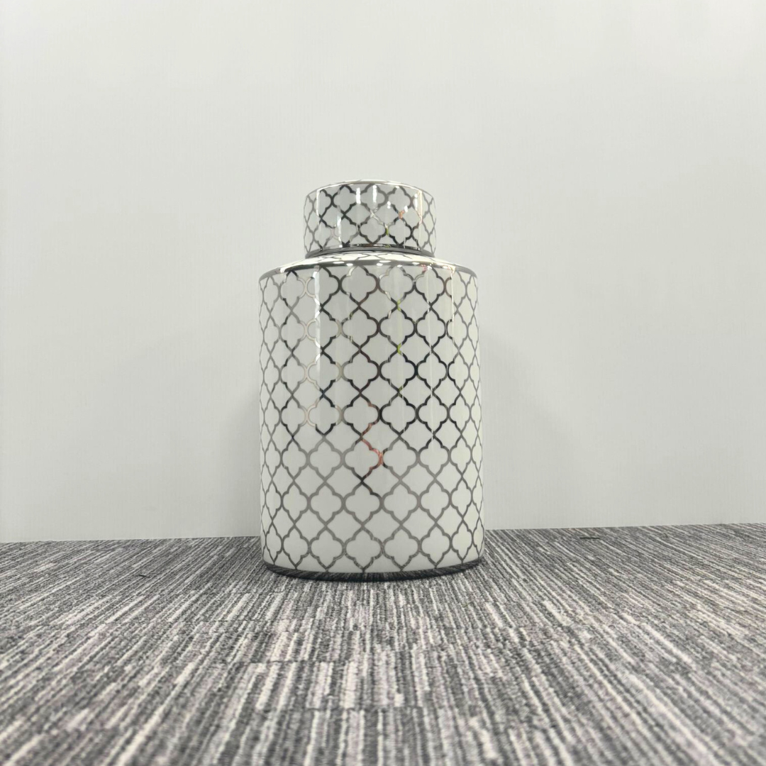 Silver Baroque Style Decorative Jar Elegant Home Decor Approx 32cm