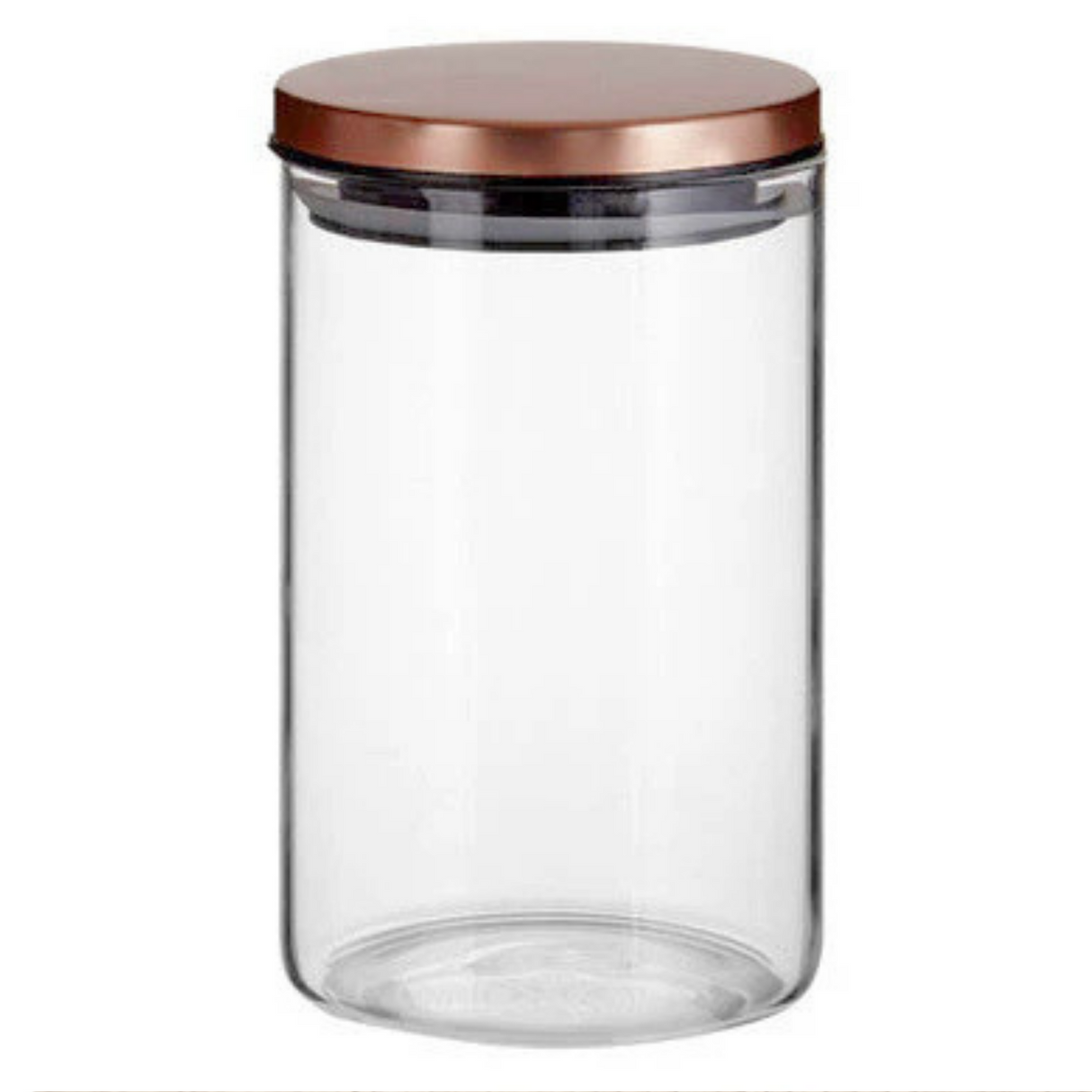 Clear Glass Cylinder Storage Jar with Bronze Lid 950ml