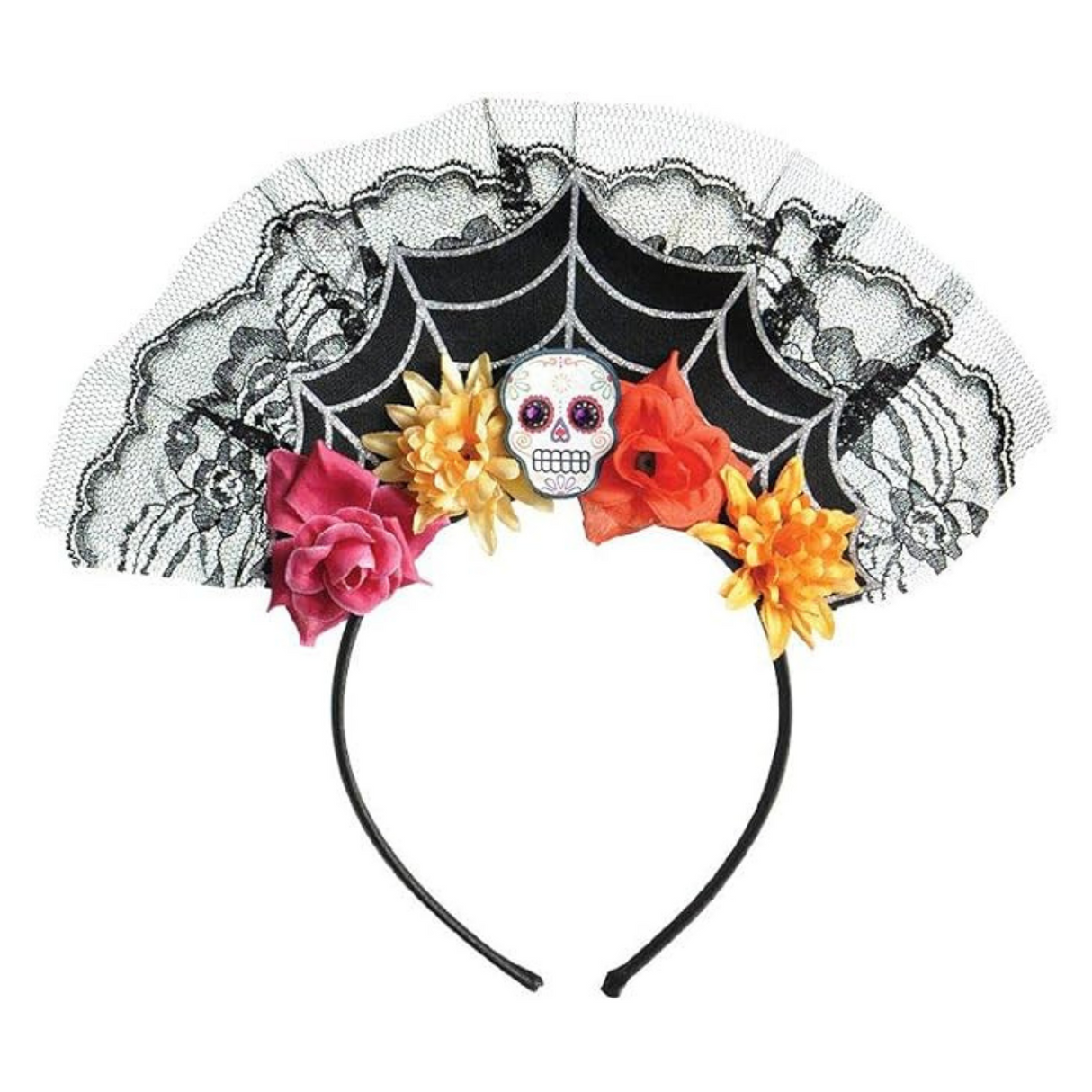 Amscan Day Of The Dead Womens Spiderweb Headband