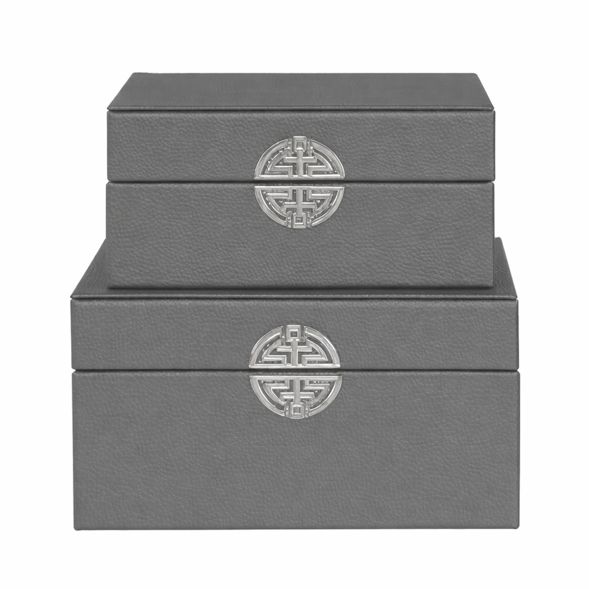 2 Piece Faux Leather Modern Design Decoration Storage Boxes Set
