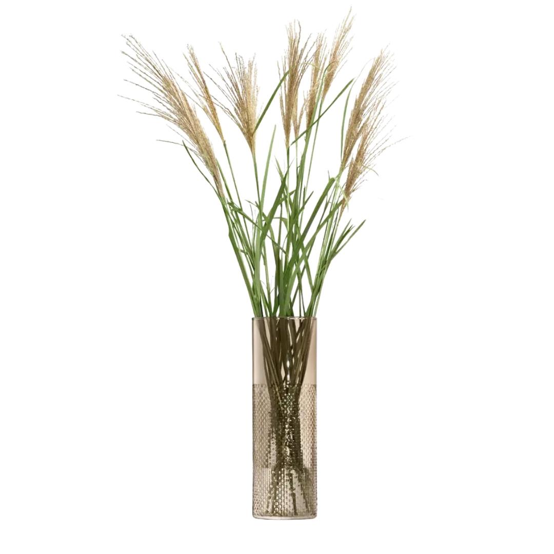 LSA Wicker Tall Mouth Blown Vase 40cm Taupe