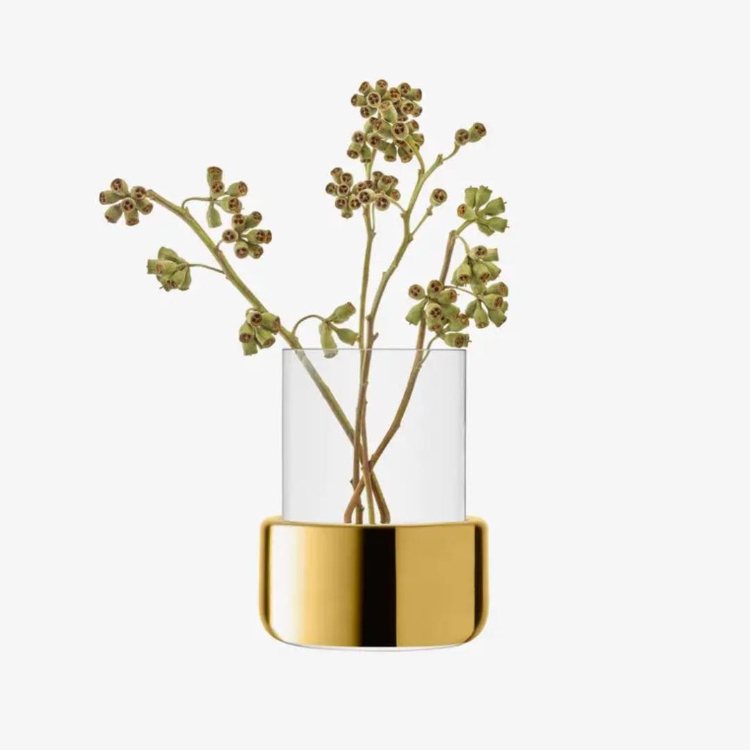 LSA International Aurum Lantern Vase Height 20cm Clear and Gold