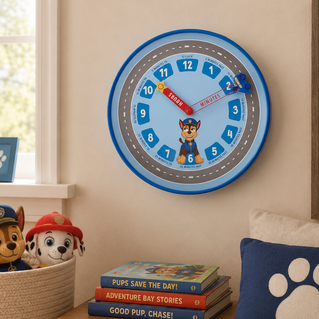 Paw Patrol Chase Wall Clock 10" Blue