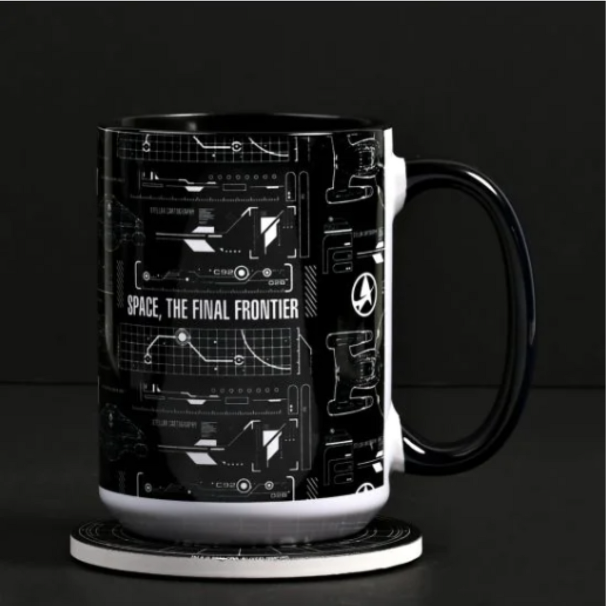 Star Trek Tech Black and White 444ml Mug The Final Frontier Design