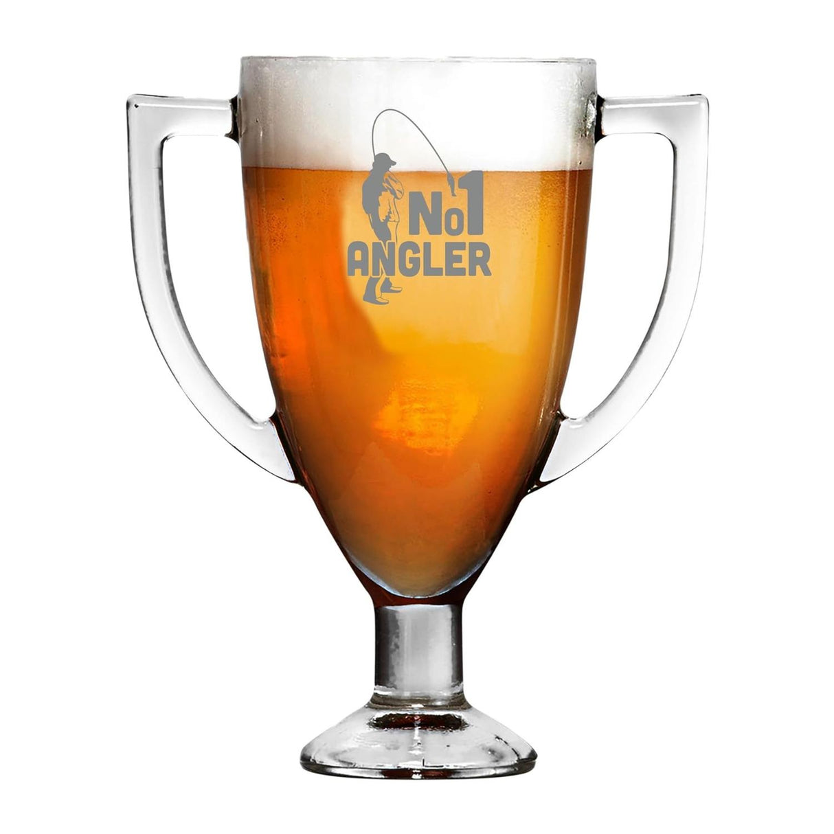 No 1 Angler Fishing Trophy Pint Glass Clear