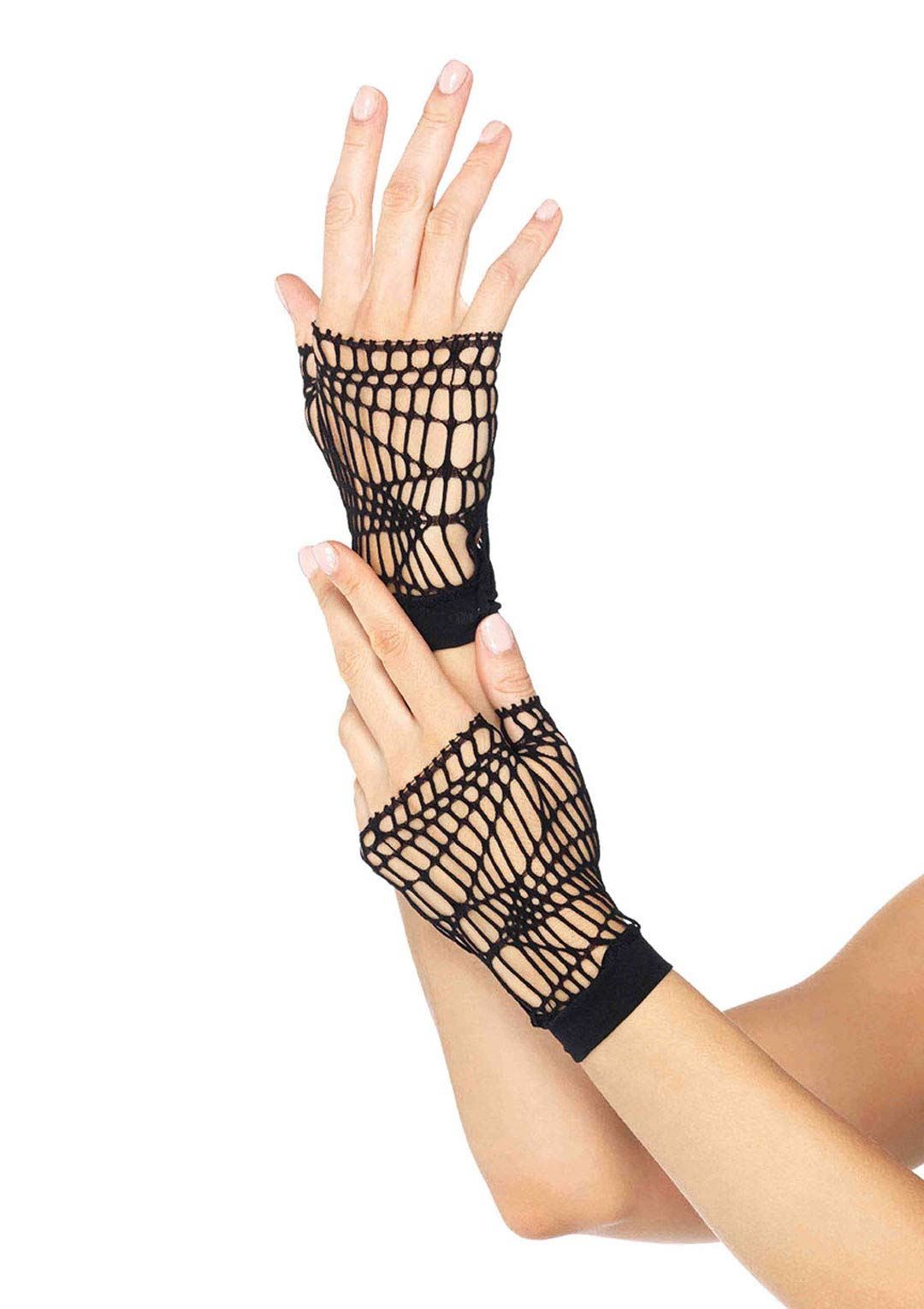 Leg Avenue Black Fingerless Net Gloves