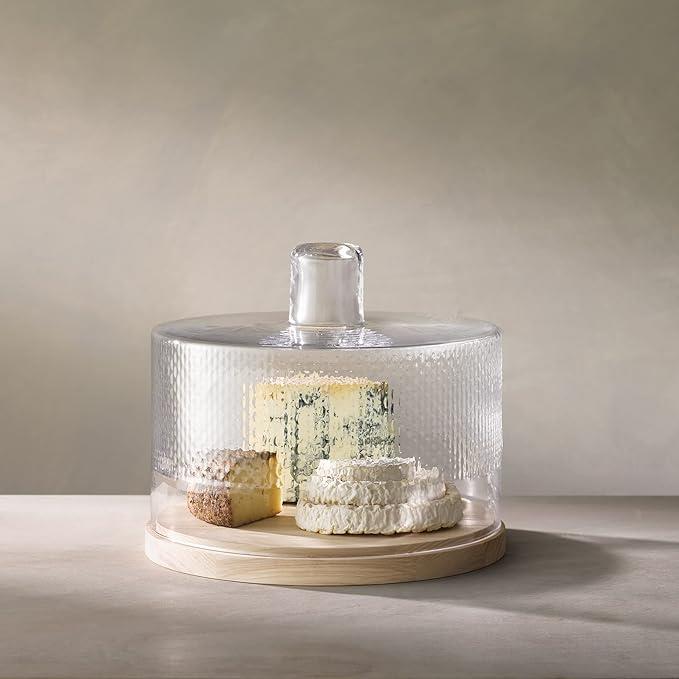 LSA Wicker Glass Serving Dome Ash Base H27.2cm