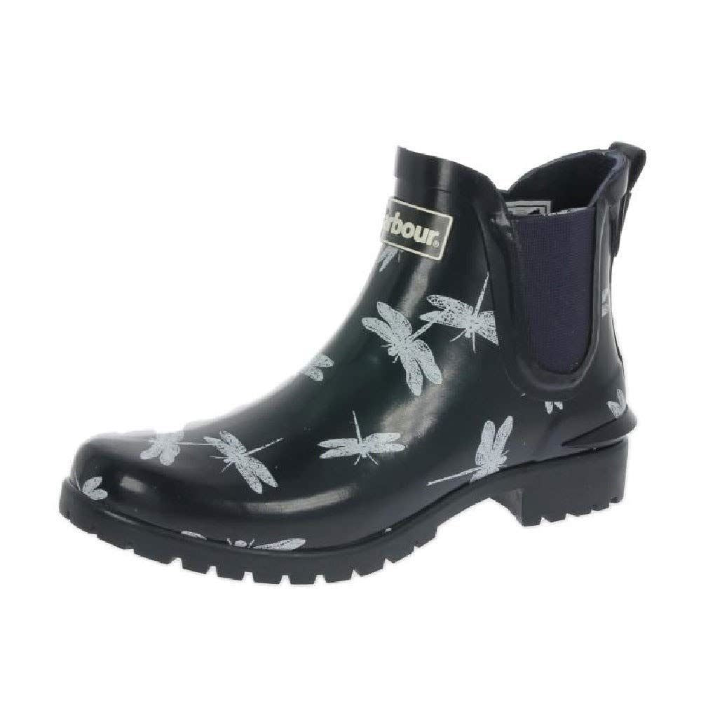 Barbour Wilton Wellies - UK4 Navy/Dragon Fly Pattern