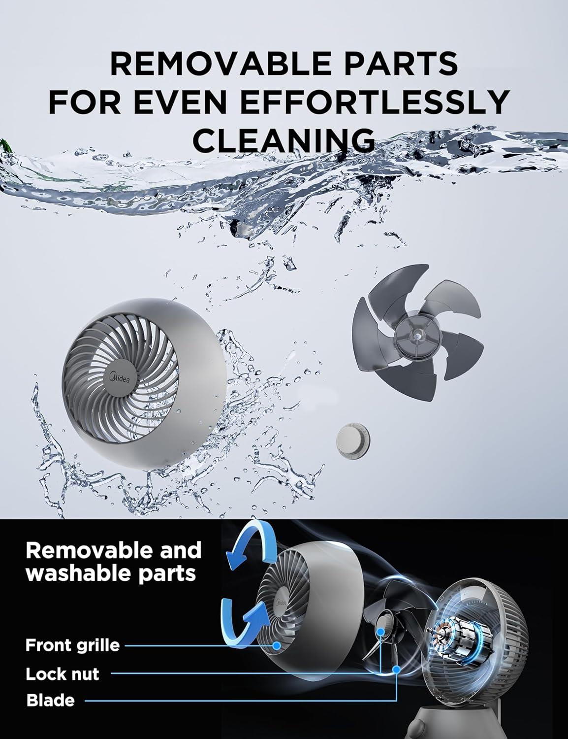 Midea MDF24JGUK 28dB Desk Air Circulator 3 Speed Settings Grey