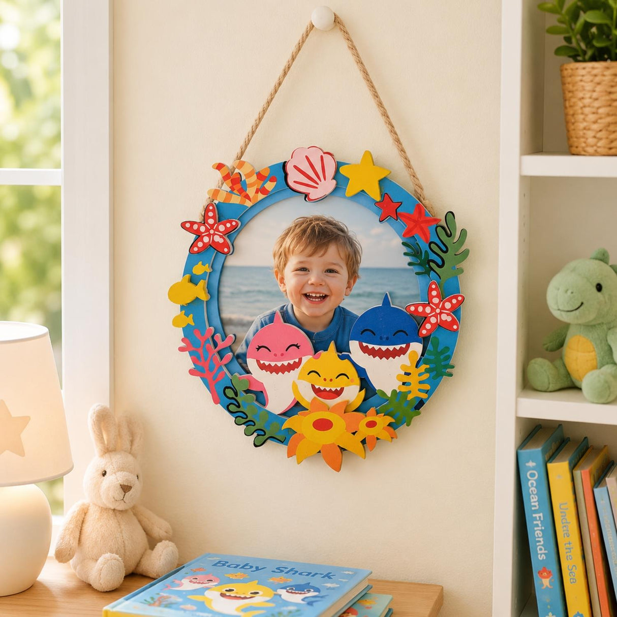 Baby Shark Wooden Photo Frame 10cm x 10cm Multi