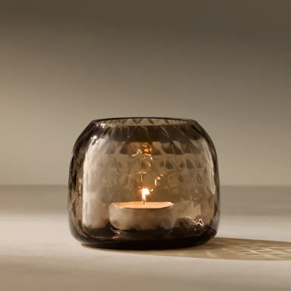 LSA Dapple Tealight Holder Vase 7cm Earth Brown