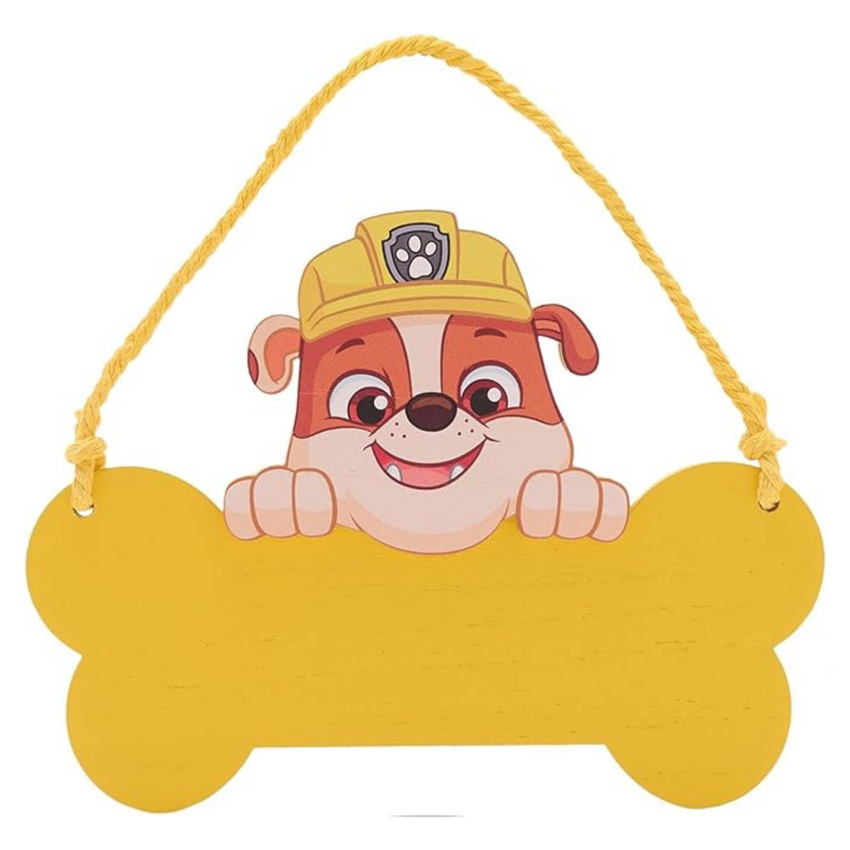 Paw Patrol Rubble Wooden Hanging Plaque Yellow