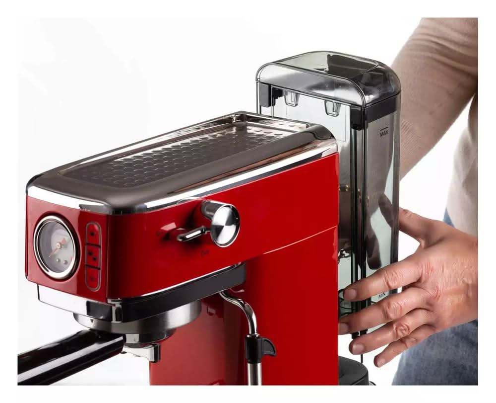 Ariete Moderna Espresso Machine Slim with Pressure Gauge 1300W Red