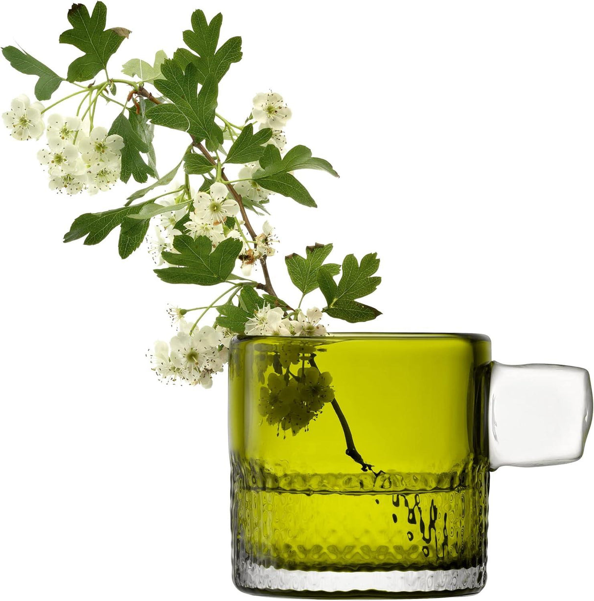 LSA Glass Tealight Holder with Handle 9cm Olive